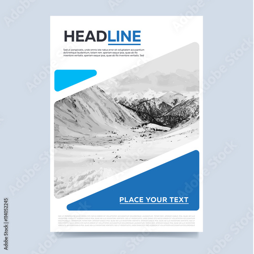 Brochure cover presentation abstract flat background. Leaflet layout. Corporate document. Blue annual report design template vector.