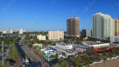 FORT LAUDERDALE - FEBRUARY 25, 2016: City aerial skyline on a su