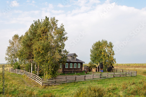Old log house in the village outskirts