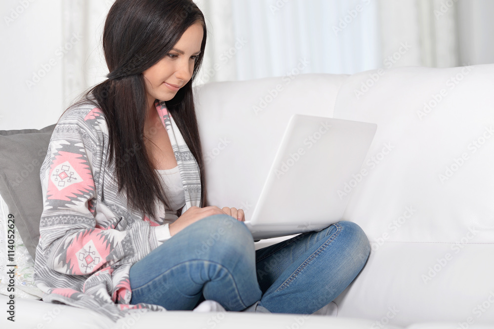 happy woman using laptop happy woman using laptop