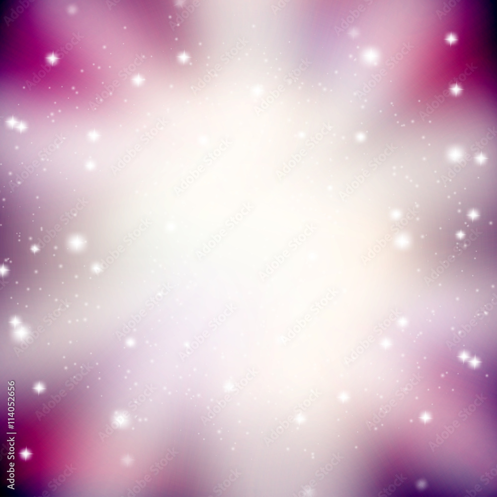 abstract background with glittering stars and light purple rays