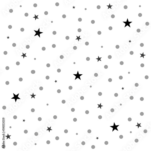 Star Polka Dot White Background Vector Illustration