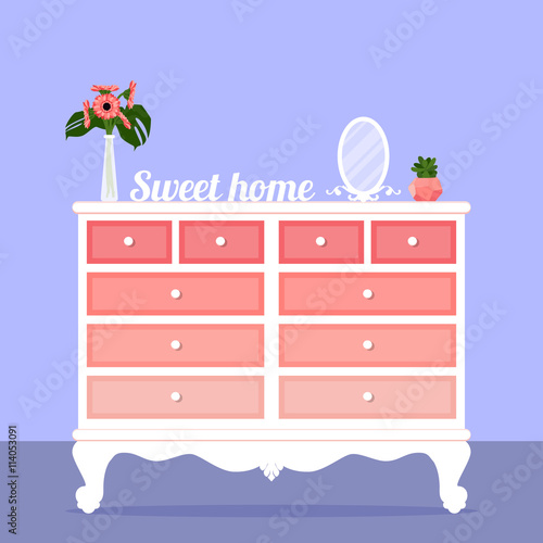 Vector illustration with chest of drawers
