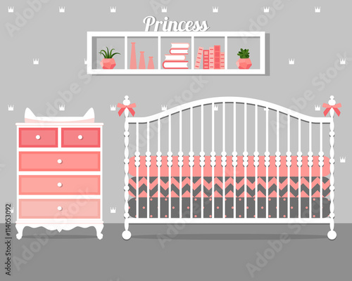 Vector illustration with baby bedroom