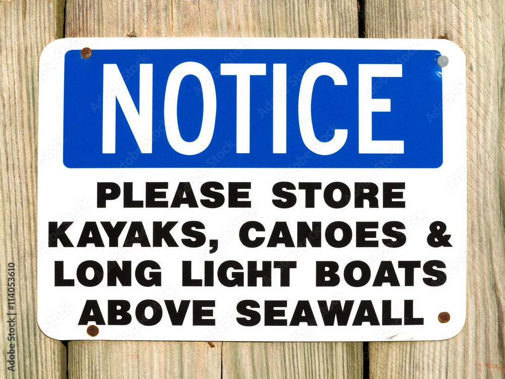 Kayaks and canoes notice sign at Northport Maine