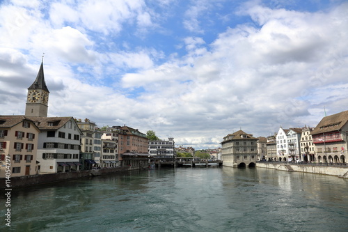 The charming architecture of the largest Swiss city of Zurich