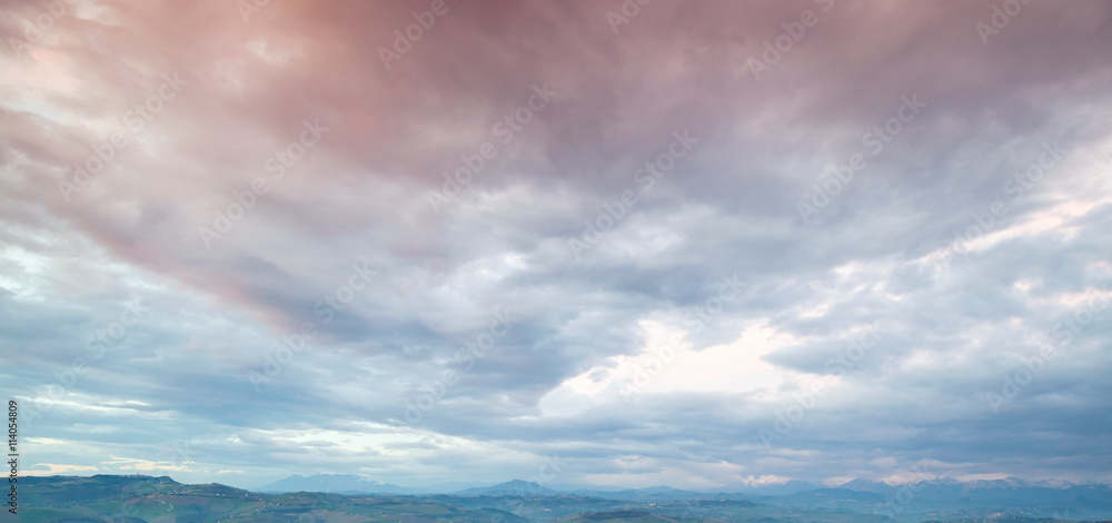 Cloudy sky, panoramic background photo