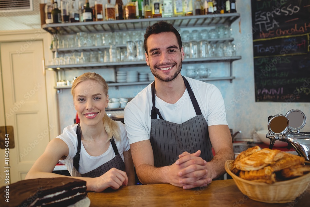 Portrait of happy employees at cafe Portrait of happy employees at cafe