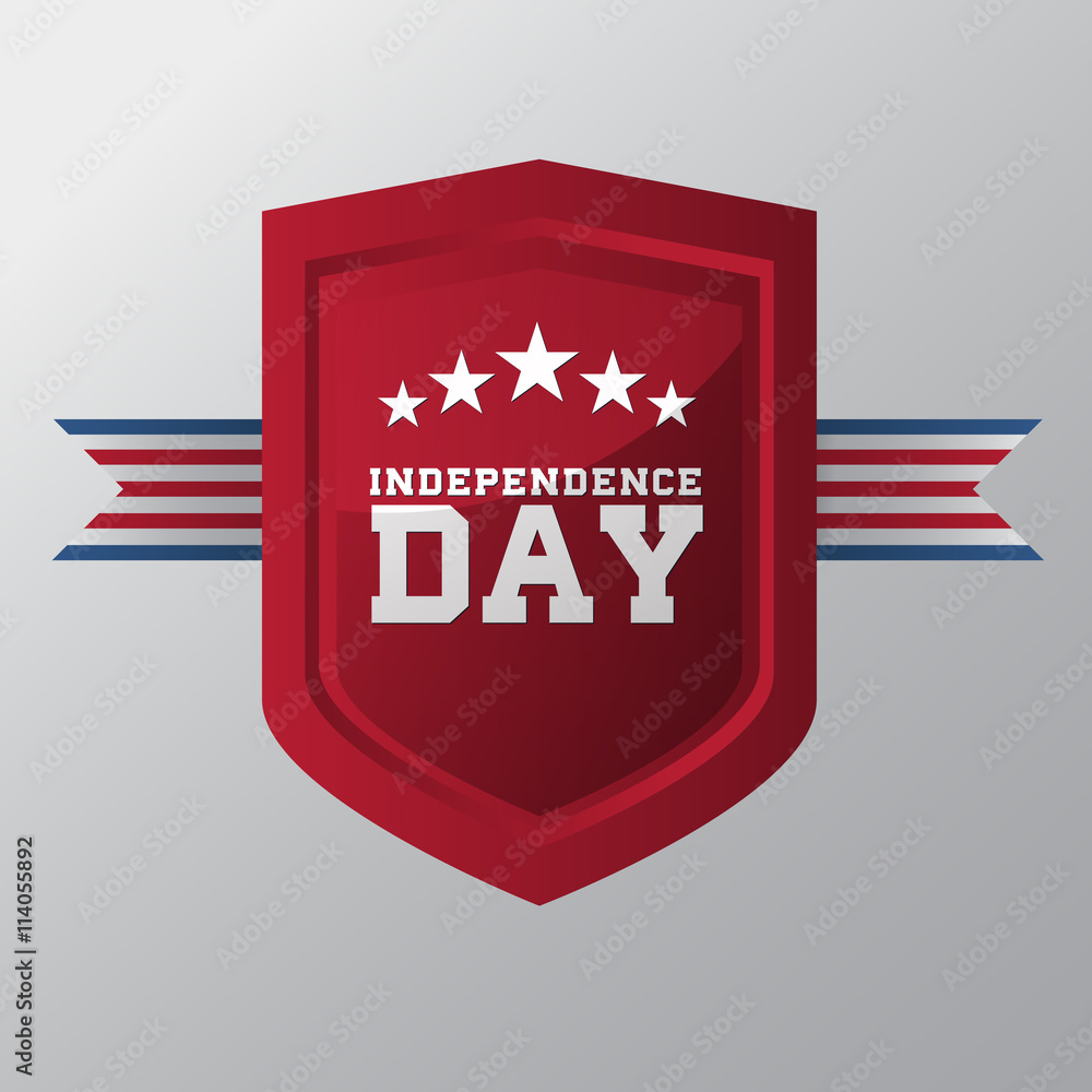 Independence Day design on red coat of arms. Vector illustration.