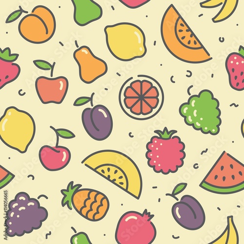 Seamless pattern with illustrarions of fruit photo