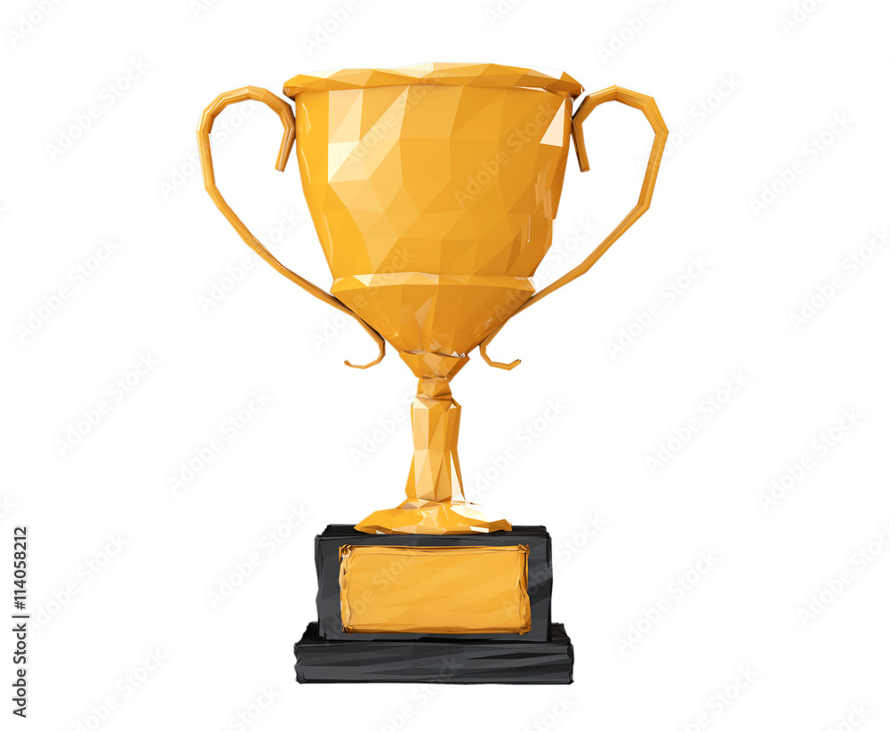 Golden Low Polygons Trophy. 3d Rendering Golden Low Polygons Trophy. 3d Rendering
