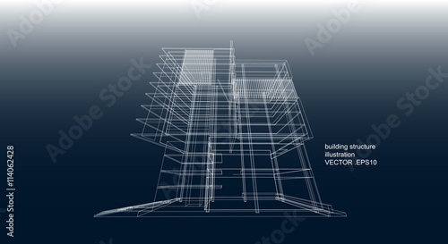 building structure abstract, 3d illustration, vector