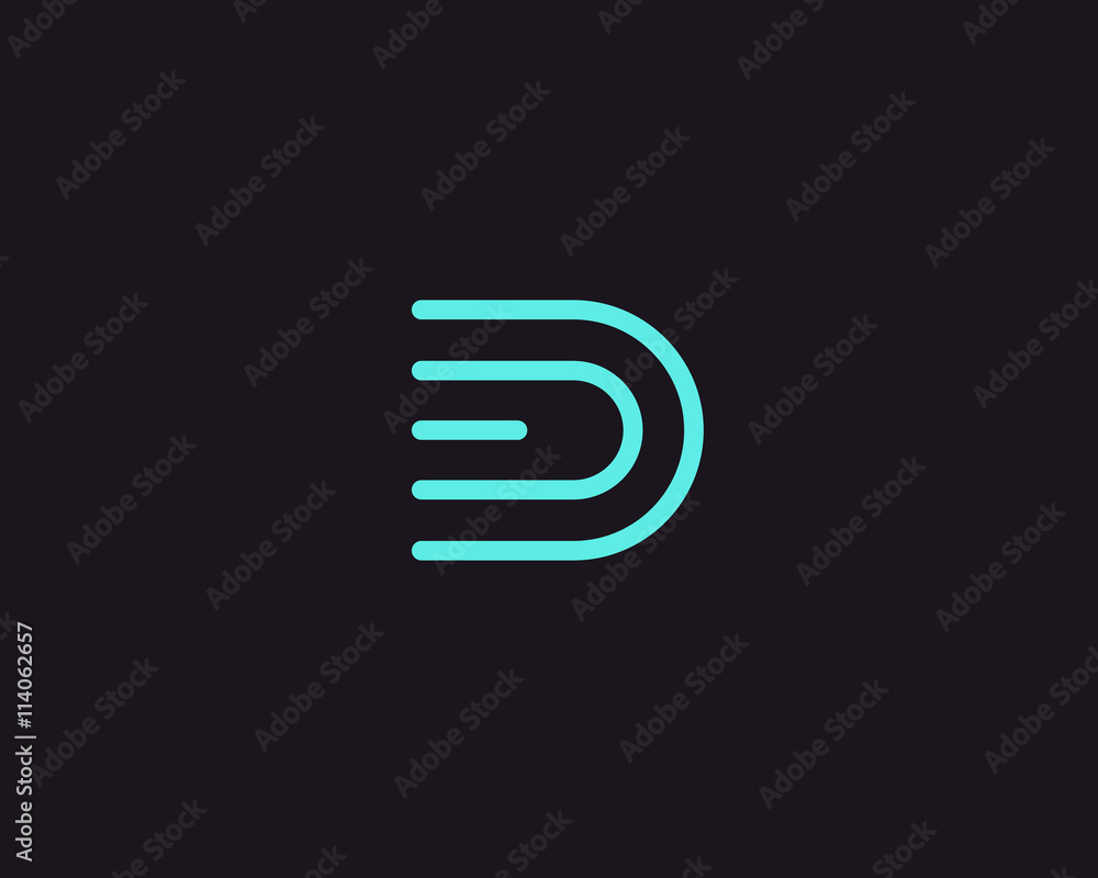 Line letter D logotype. Abstract moving airy logo icon design, ready symbol creative vector sign. - obrazy, fototapety, plakaty 