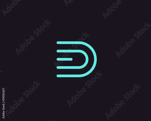 Line letter D logotype. Abstract moving airy logo icon design, ready symbol creative vector sign. photo
