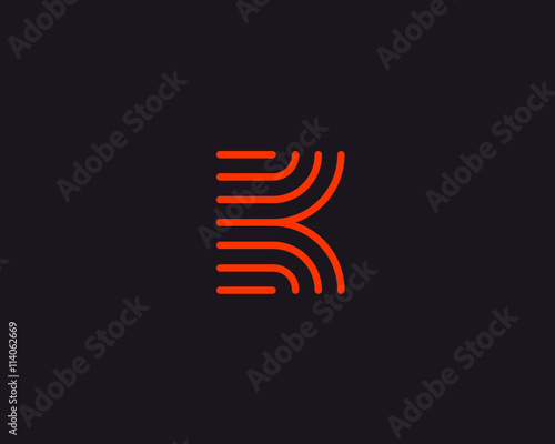 Line letter K logotype. Abstract moving airy logo icon design, ready symbol creative vector sign.