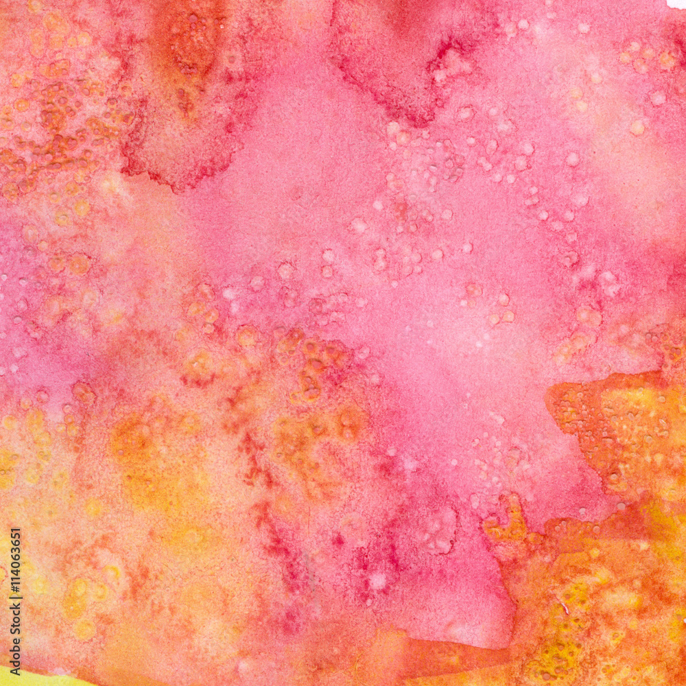 Pink watercolor background. Hand drawn colorful template can be used for web page background, banners, cards.