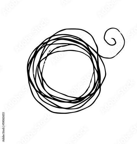 hand drawn string circle element. vector illustration.