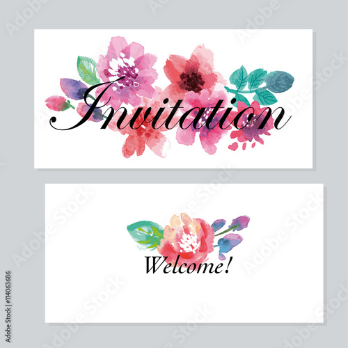 watercolor floral invitatio...