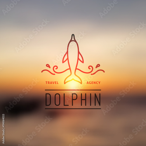 logo of dolphin and waves