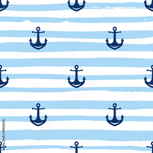 Grunge marine seamless pattern