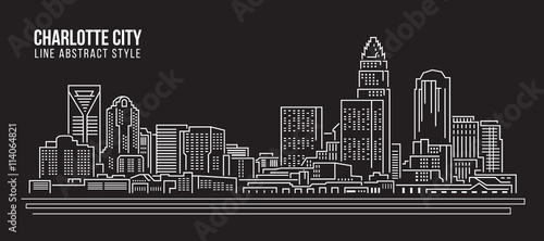 Cityscape Building Line art Vector Illustration design -  Charlotte city