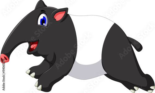 cute tapir cartoon running