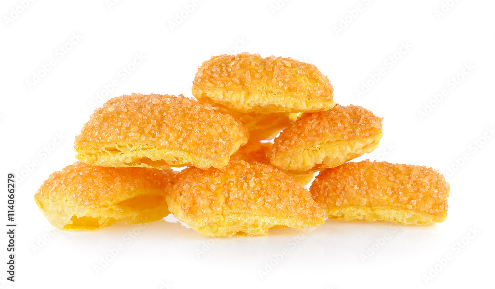 Biscuits butter with sugar on white background Biscuits butter with sugar on white background