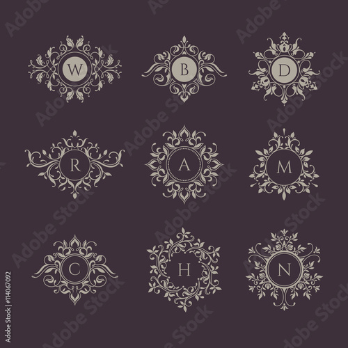 Monograms collection. Classic design elements for wedding invitations. 