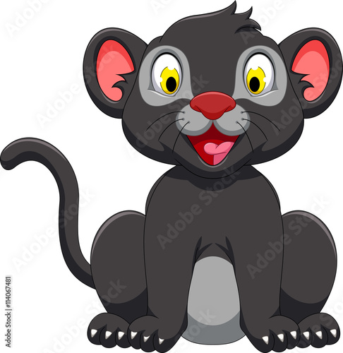 Cute black panther cartoon sitting