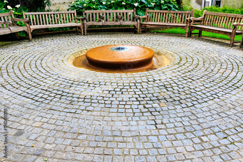 St. Dunstan-in-the-East, a church was largely destroyed in the Second World War and the ruins are now a public garden in London photo