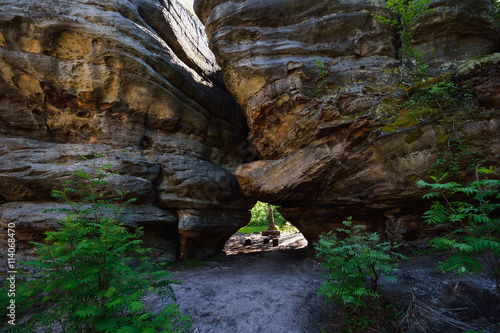 The narrow passage between the rocks