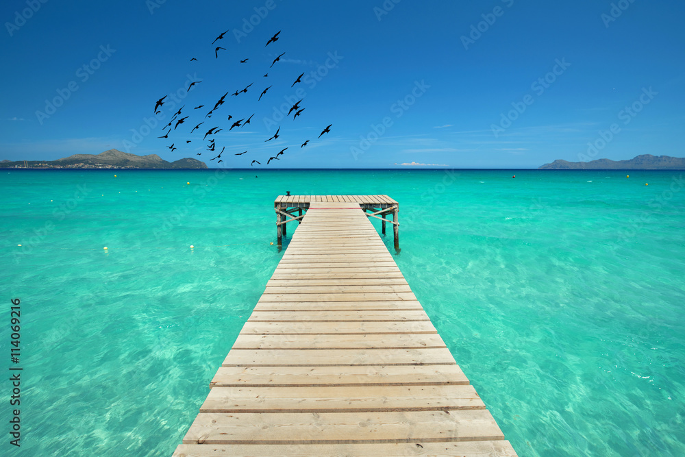 flache Badebucht am Sandstrand - Sommer am Meer