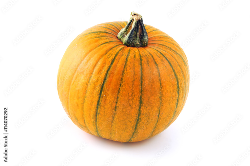 Orange green pumpkin on isolated white background Orange green pumpkin on isolated white background