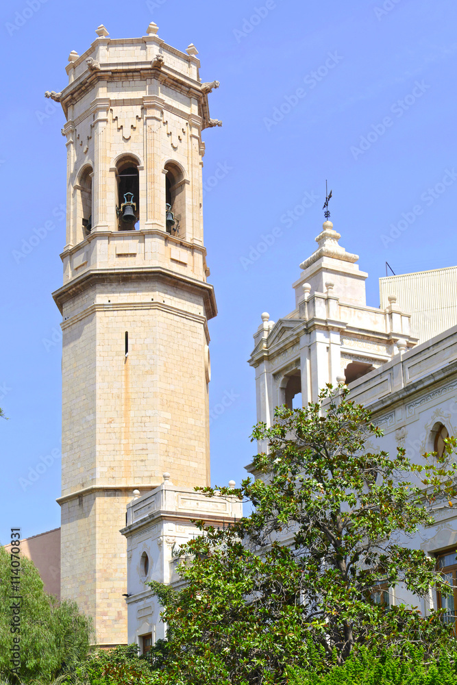 torreon campanario de la iglesia catolica en Burriana Castellon Valencia