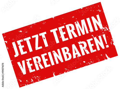 Jetzt Termin vereinbaren Stempel rot grunge