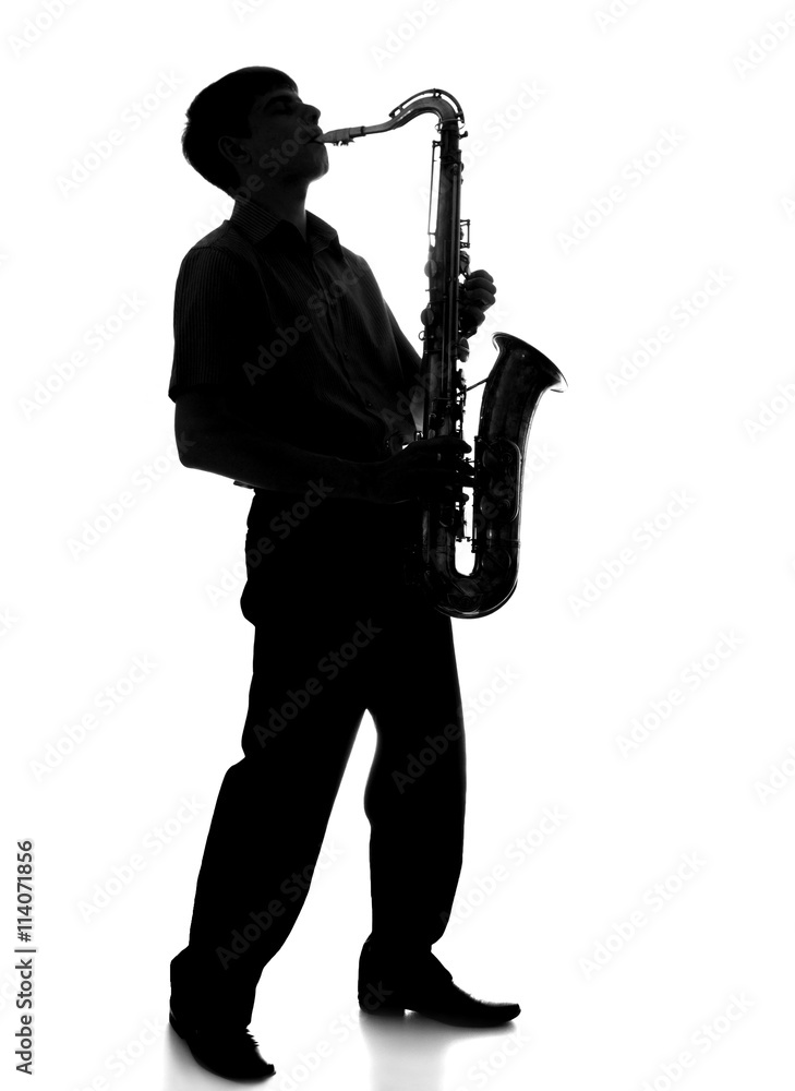 Fototapeta premium portrait of a young artist with a sax