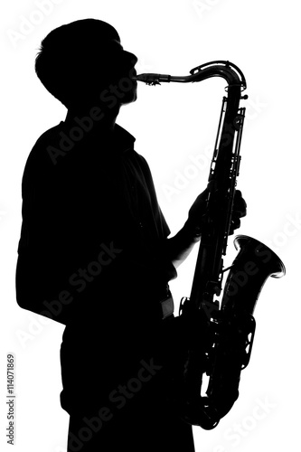 portrait of a young artist with a sax