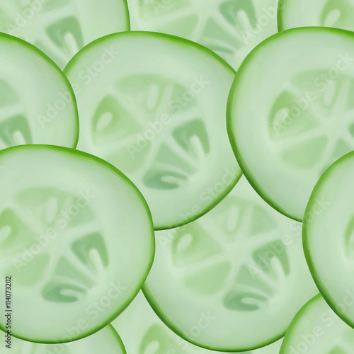 Seamless vector background of cucumber slices