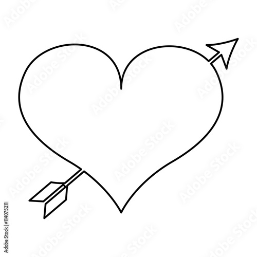 romantic heart with arrow isolated icon design