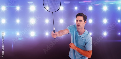 Badminton player playing badminton © vectorfusionart