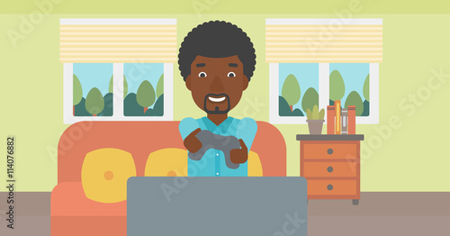 Man playing video game.