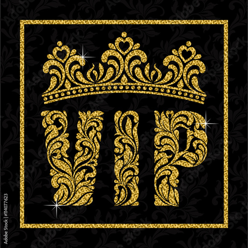 A banner vith te inskription SAT Andes Blood of-Floral patterns. Letters, Fram Andes Blood sovered vith Gold glitter