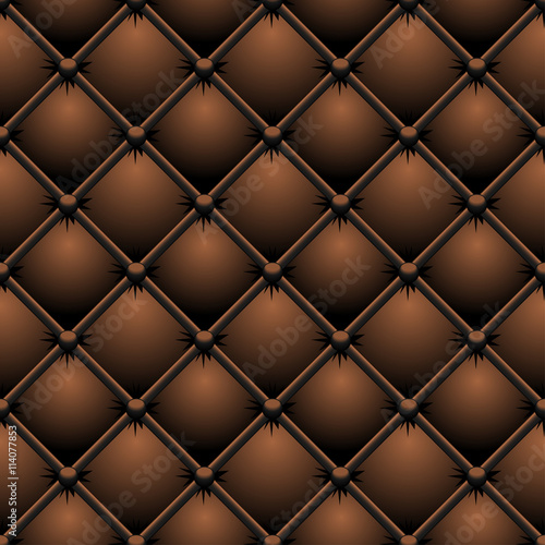 Buttoned brown leather vector texture.