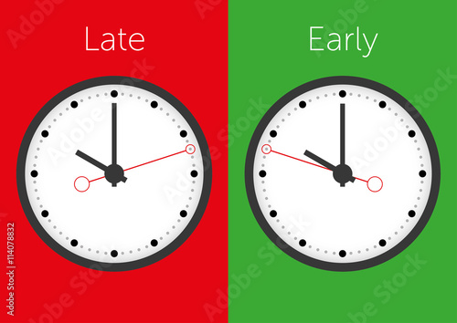 Late and early meeting clock with a second needle to show timely
