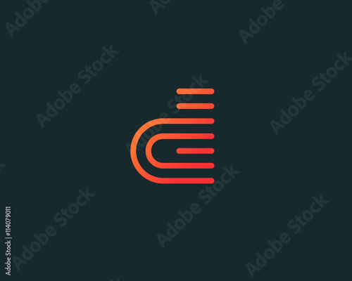 Line letter d logotype. Abstract moving airy logo icon design, ready symbol creative vector sign.
