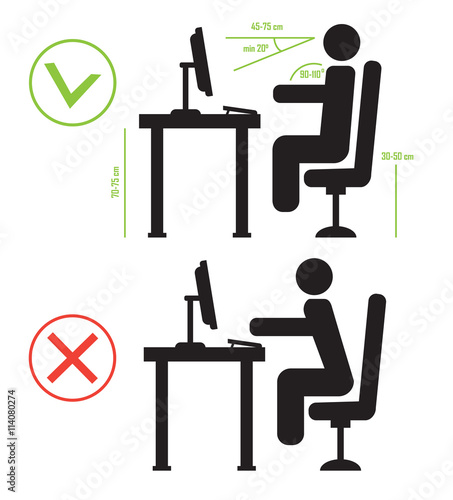 Incorrect and Correct back sitting position