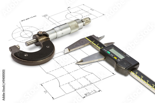 Tableau sur toile Micrometer and digital vernier calipers