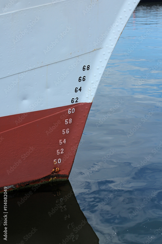 bow of ship with draft scale numbering Stock Photo | Adobe Stock