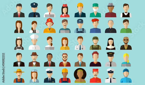 Professions Vector Flat Icons. photo