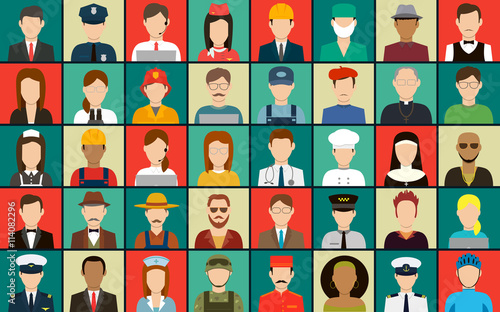 Professions Vector Flat Icons.